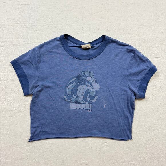 Reworked Y2K Disney Eeyore Baby Tee Blue Crop Top, Size XS/S - Picture 2 of 5